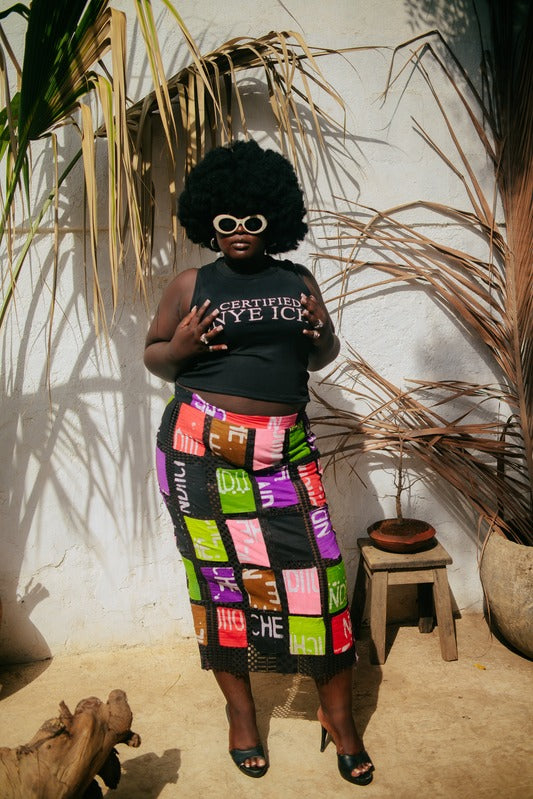 Ego multicolored patchwork skirt.