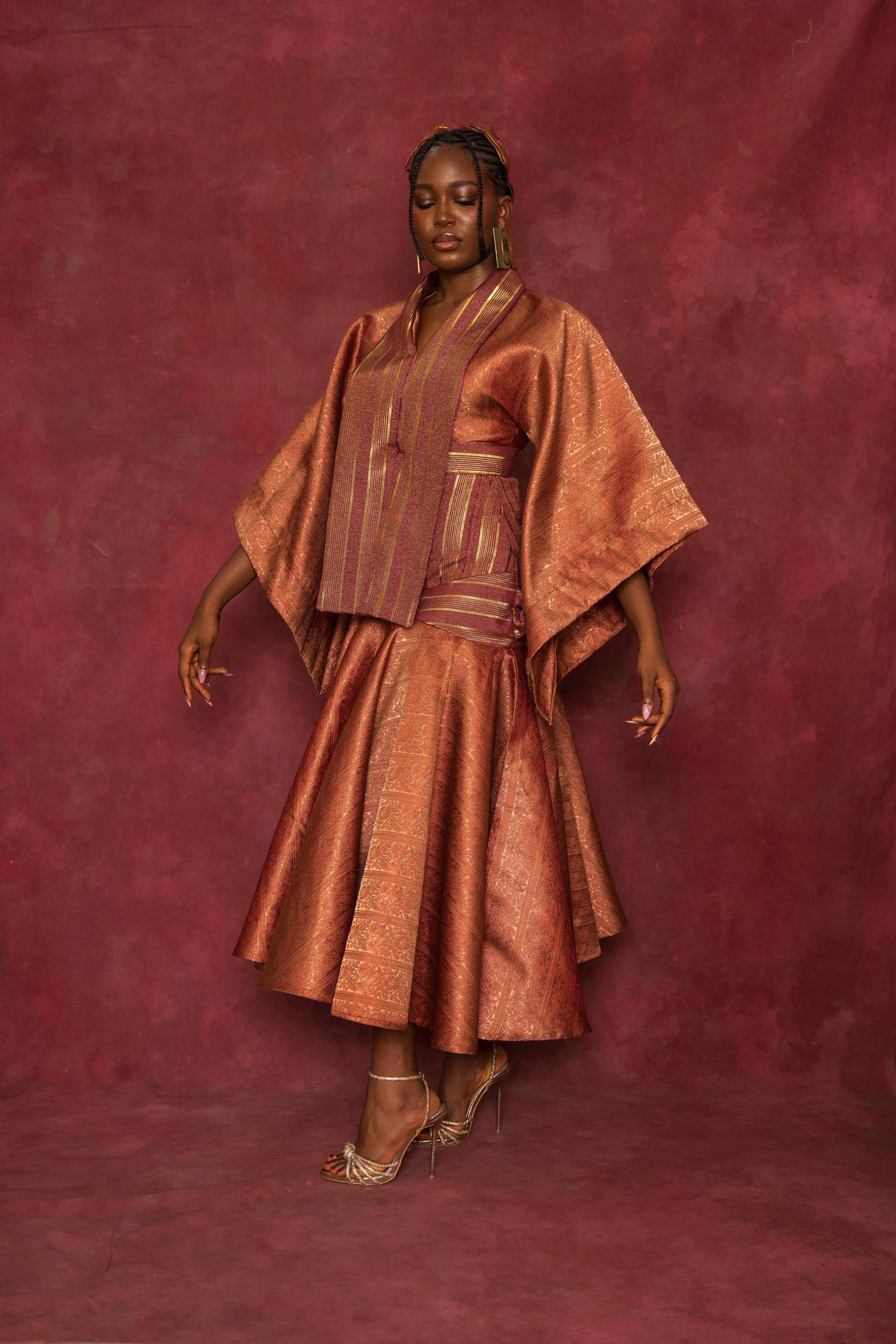 Rust Imperial Blouse and DMAKO Skirt