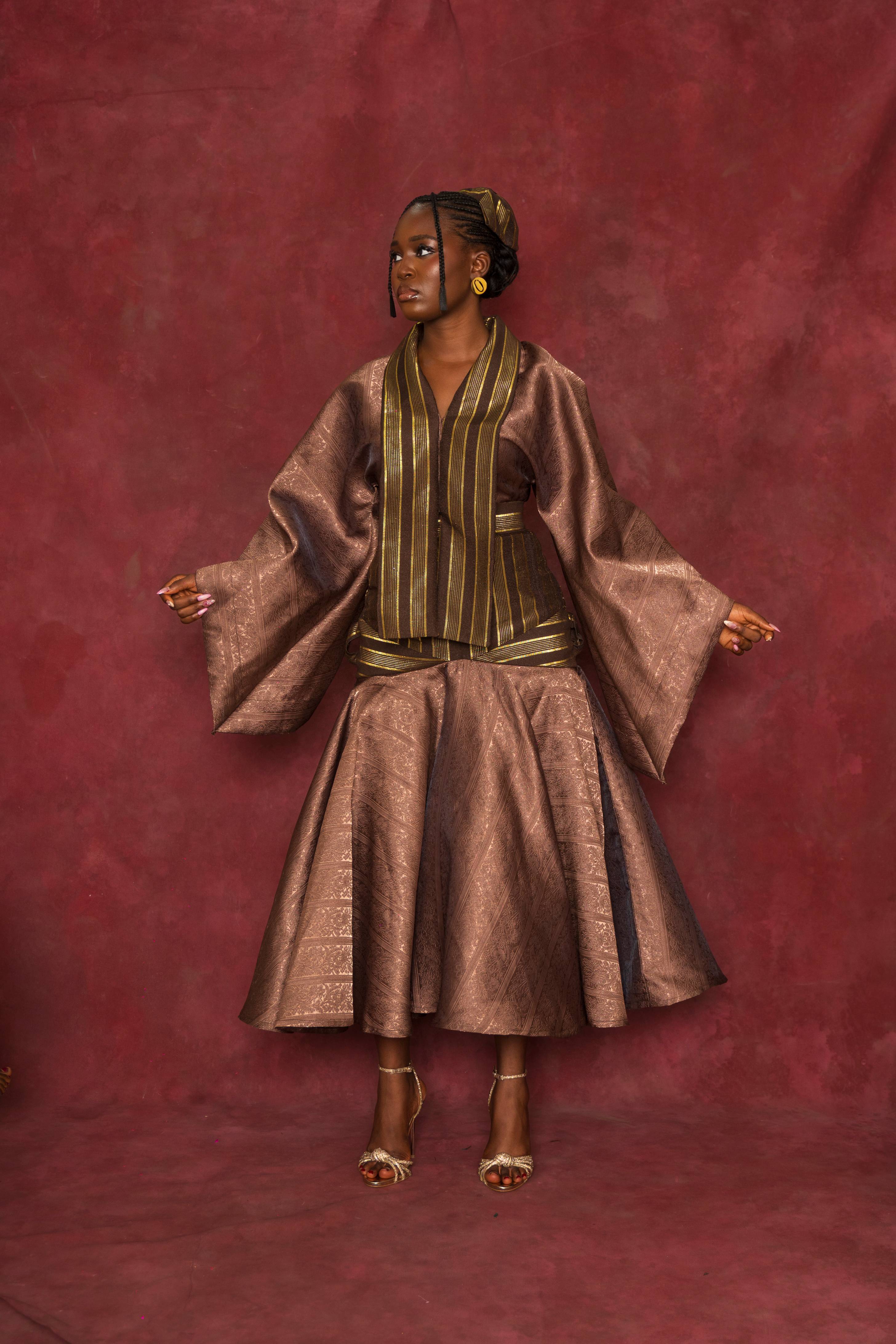 Brown Imperial Blouse and DMAKO Skirt