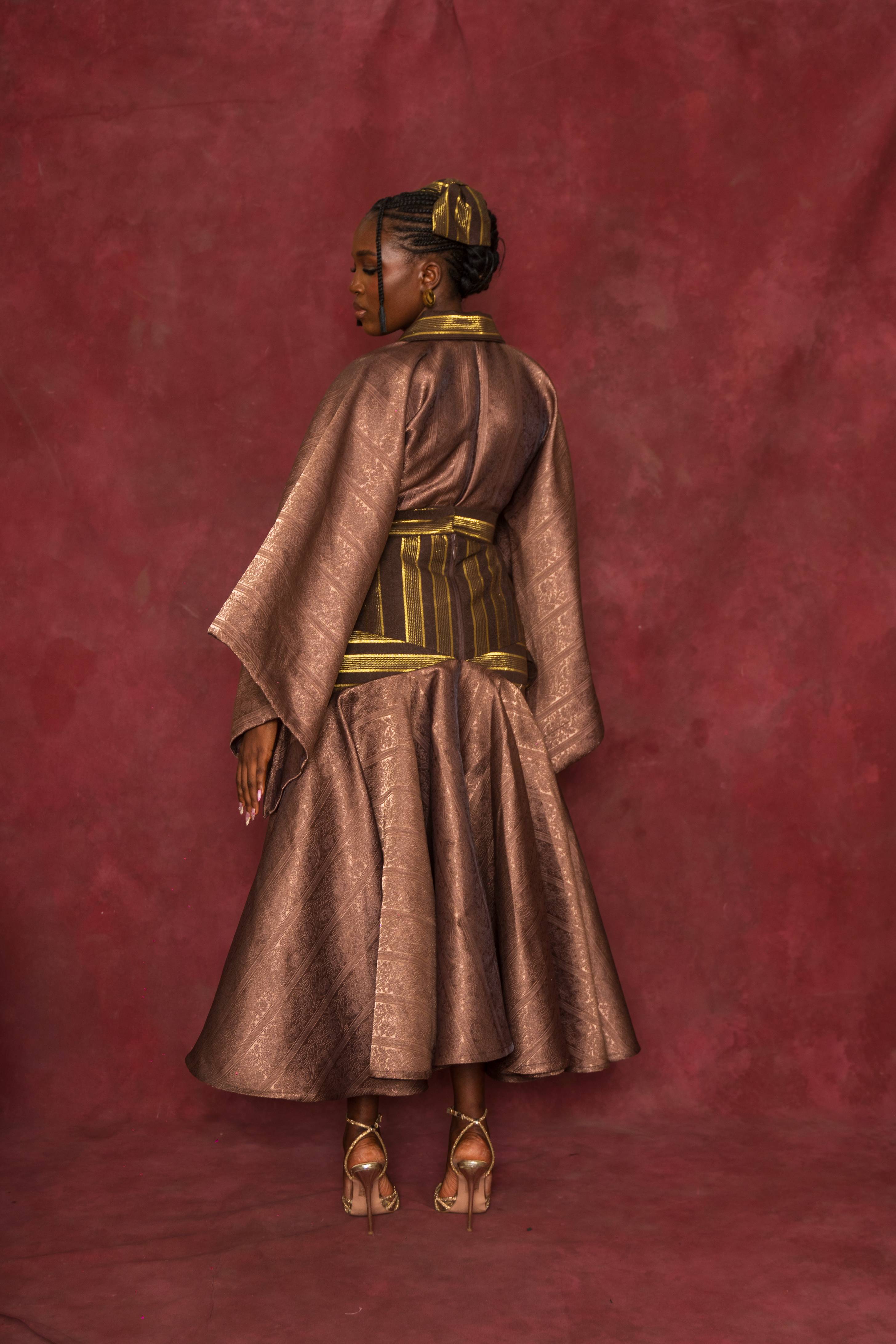 Brown Imperial Blouse and DMAKO Skirt