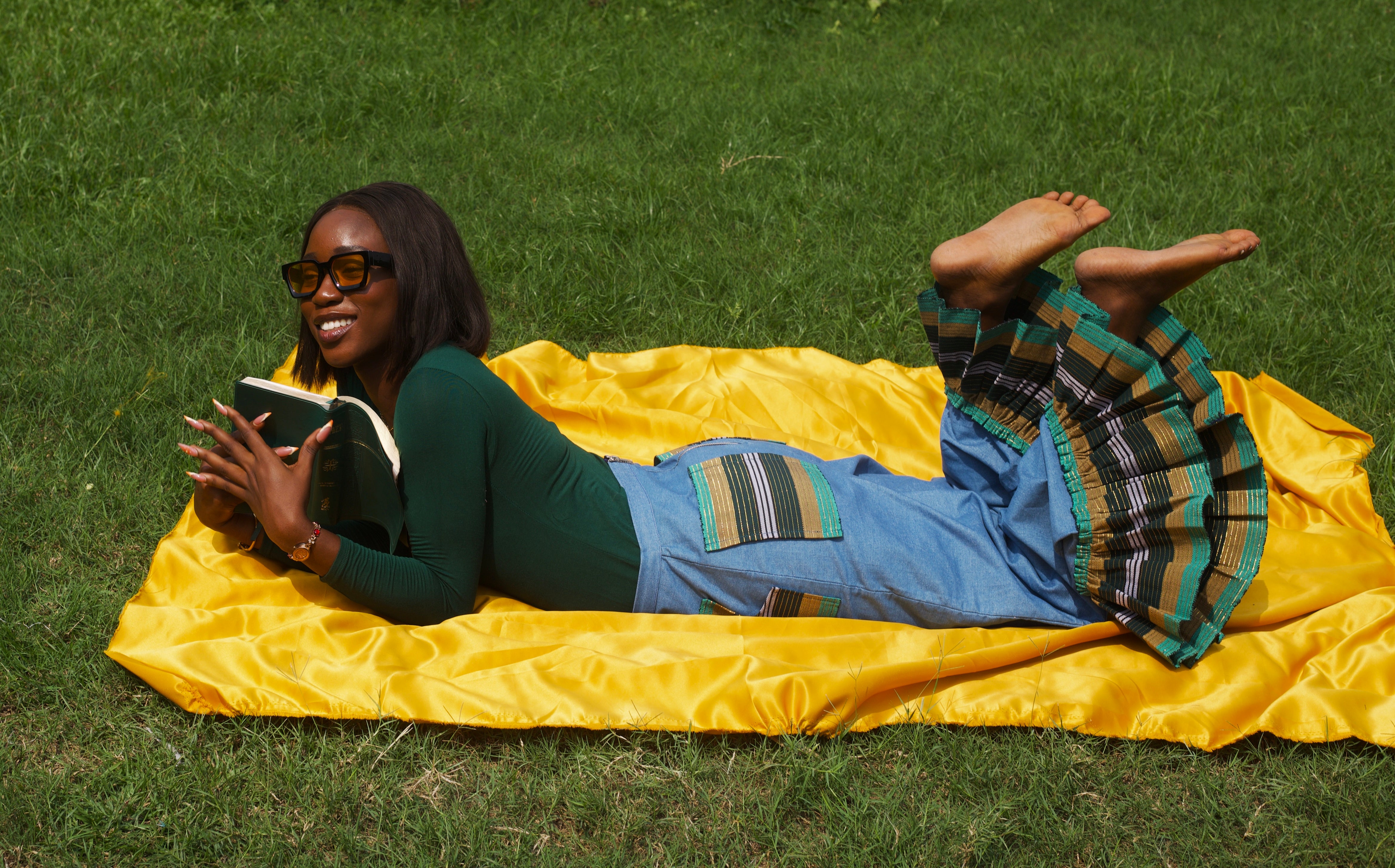GREEN AJUWA WIDE LEG PANTS