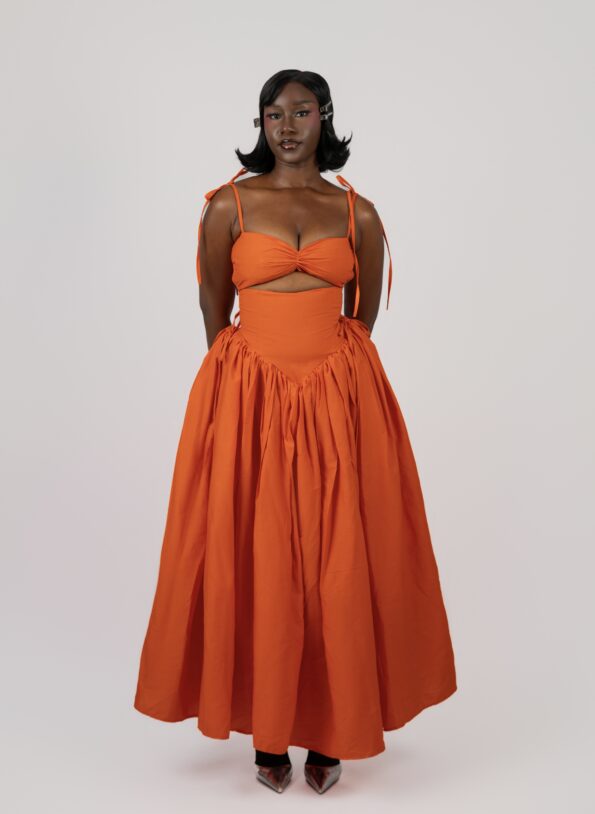 Boma Cutout Ankle Length Dress (Orange)