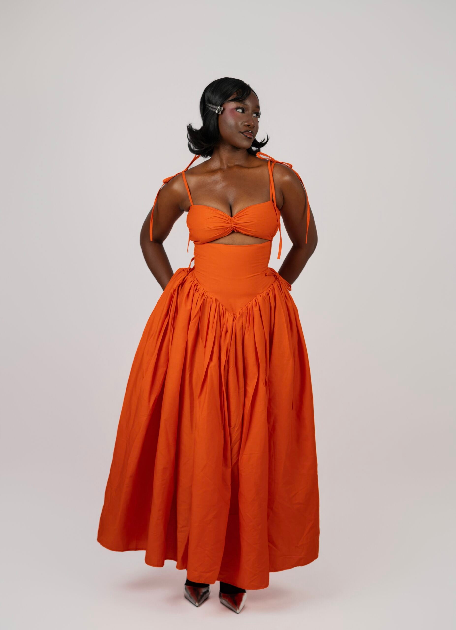 Boma Cutout Ankle Length Dress (Orange)