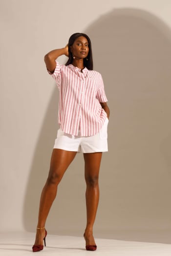 Striped Linen shirt and shorts set