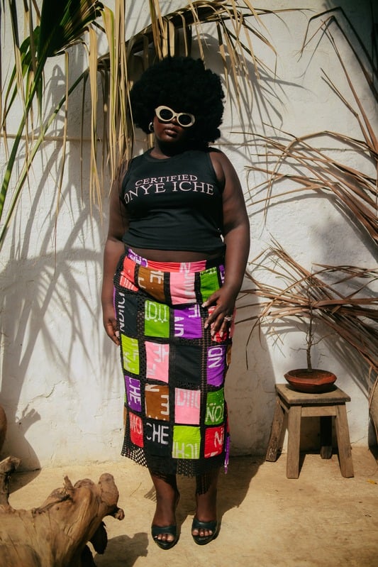 Ego multicolored patchwork skirt.