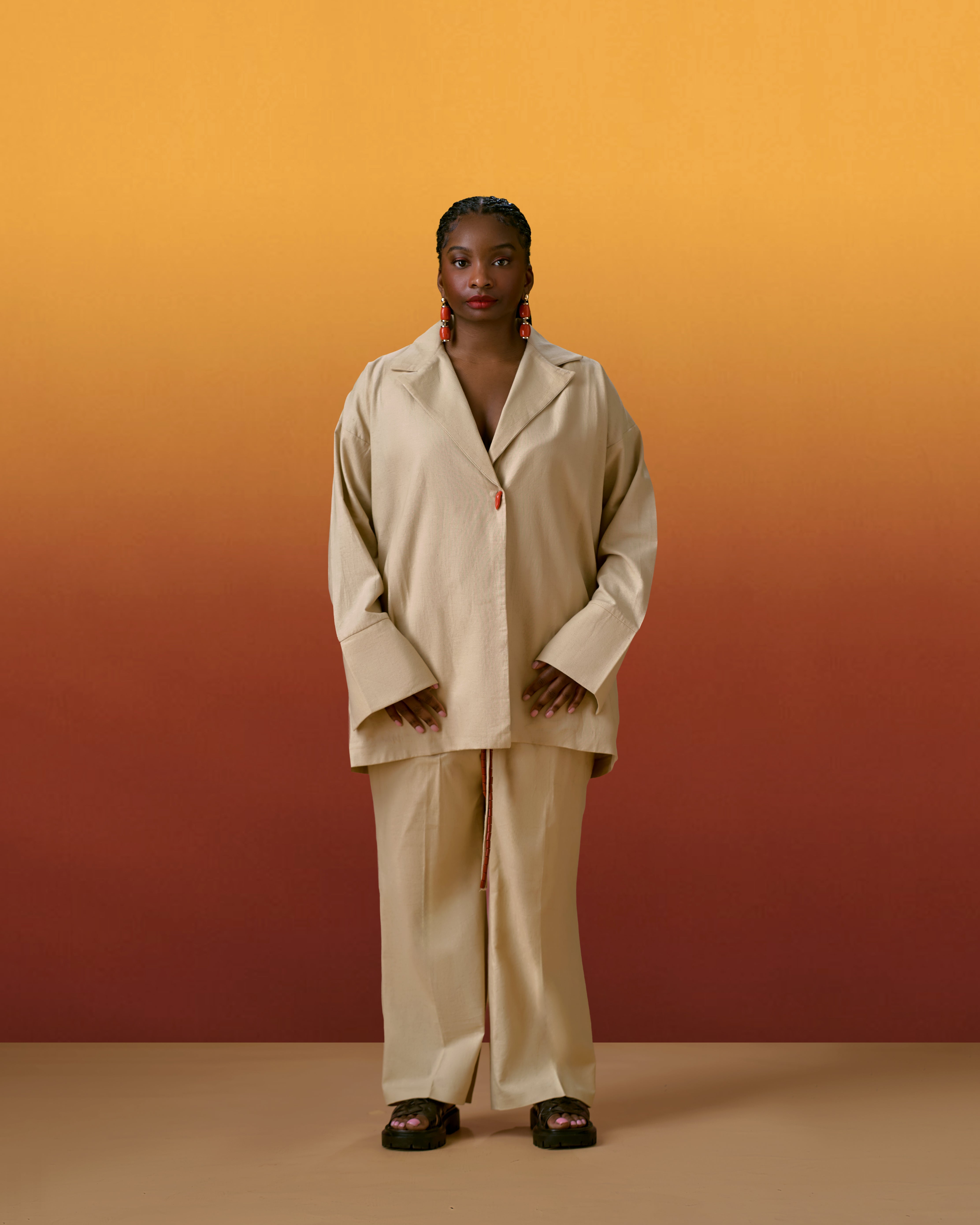 Soteria trousers with coral toggles