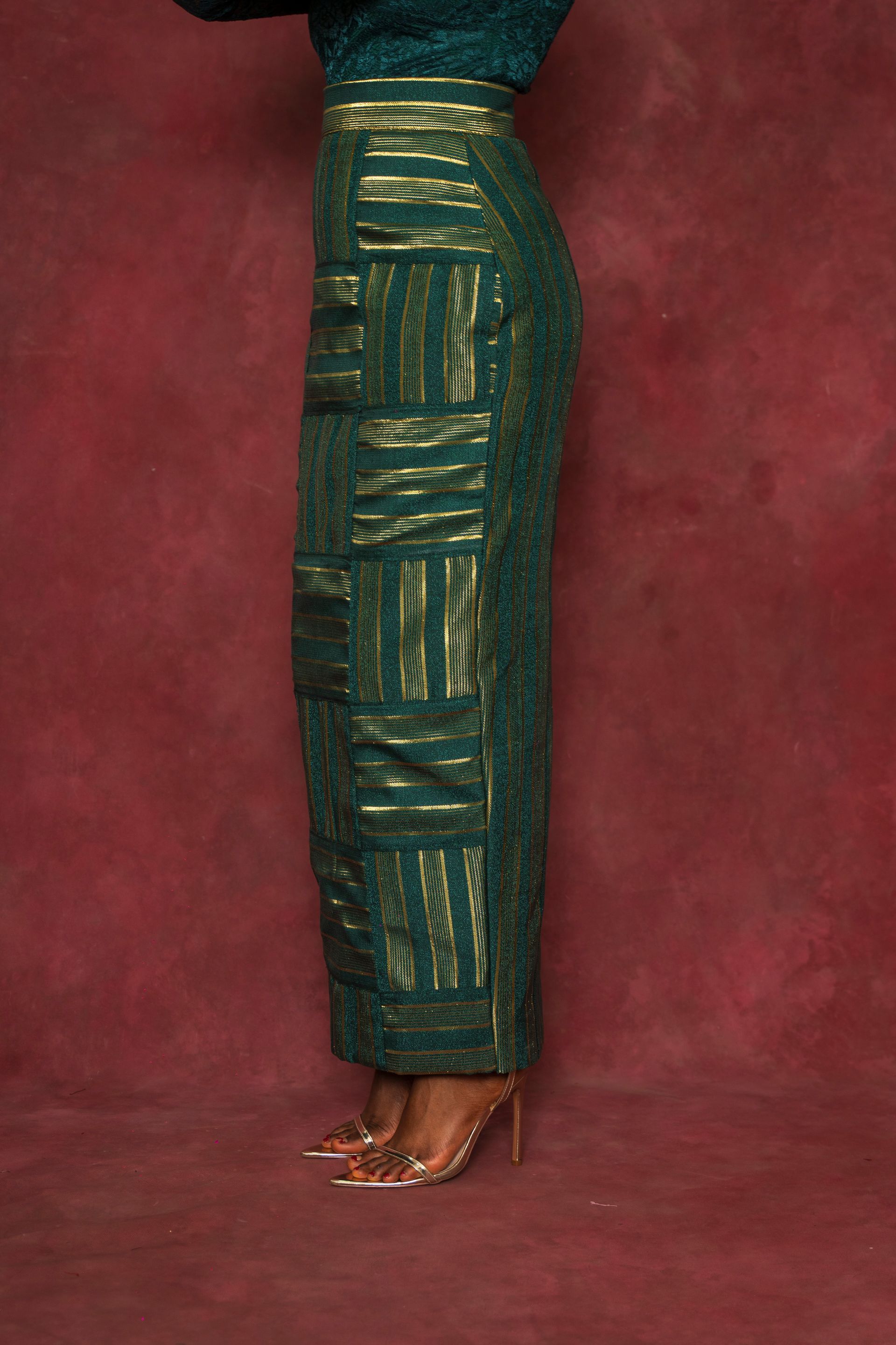 Green Rhozubic Woven Maxi Skirt