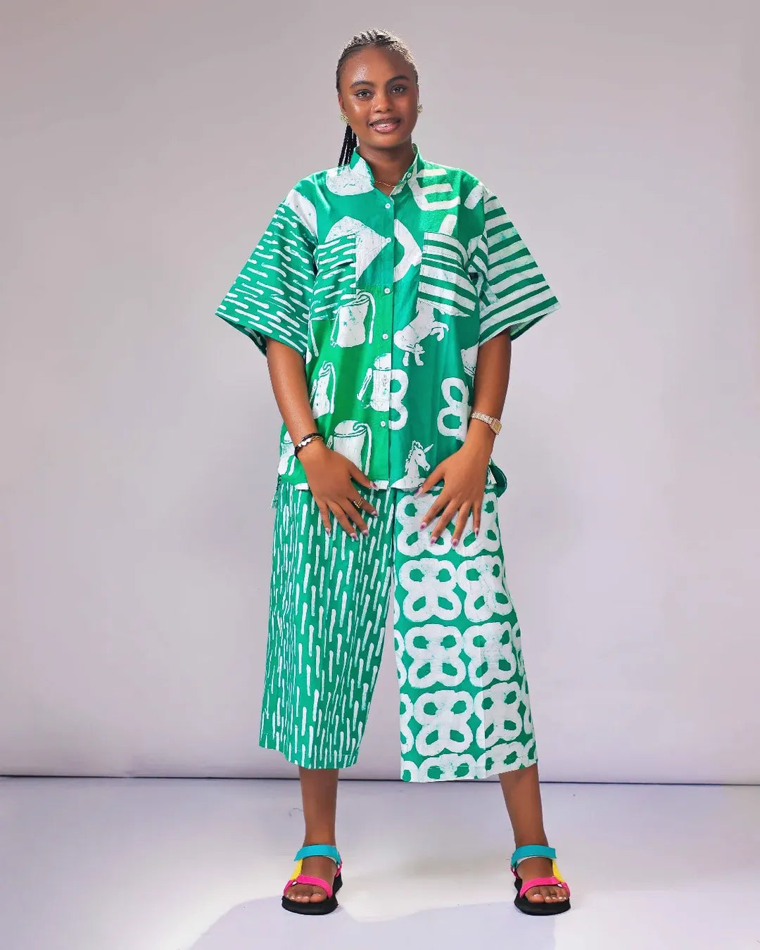 Logo mix green culotte set