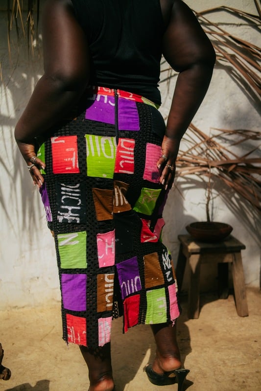Ego multicolored patchwork skirt.