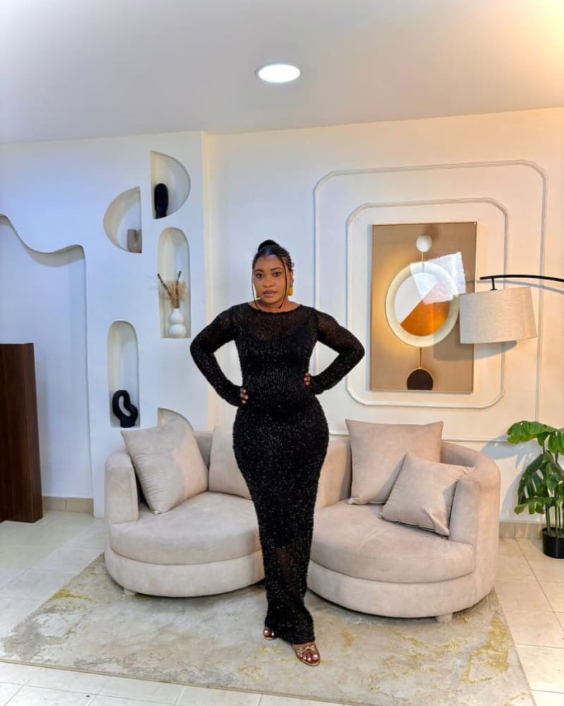 The black beaded dress