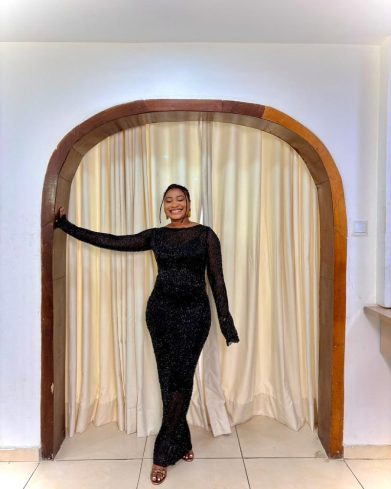 The black beaded dress