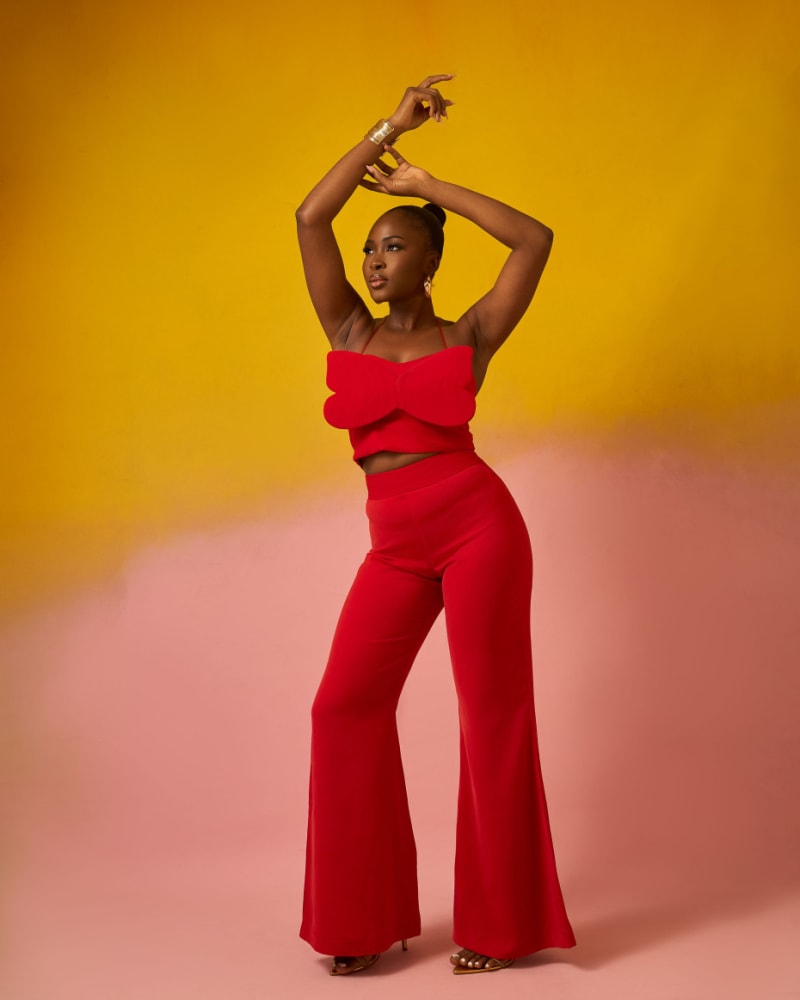 The butterfly crop top and pant set