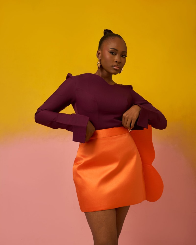 The half butterfly two-piece skirt set