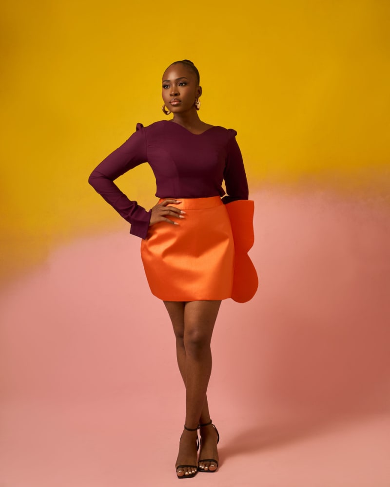 The half butterfly two-piece skirt set
